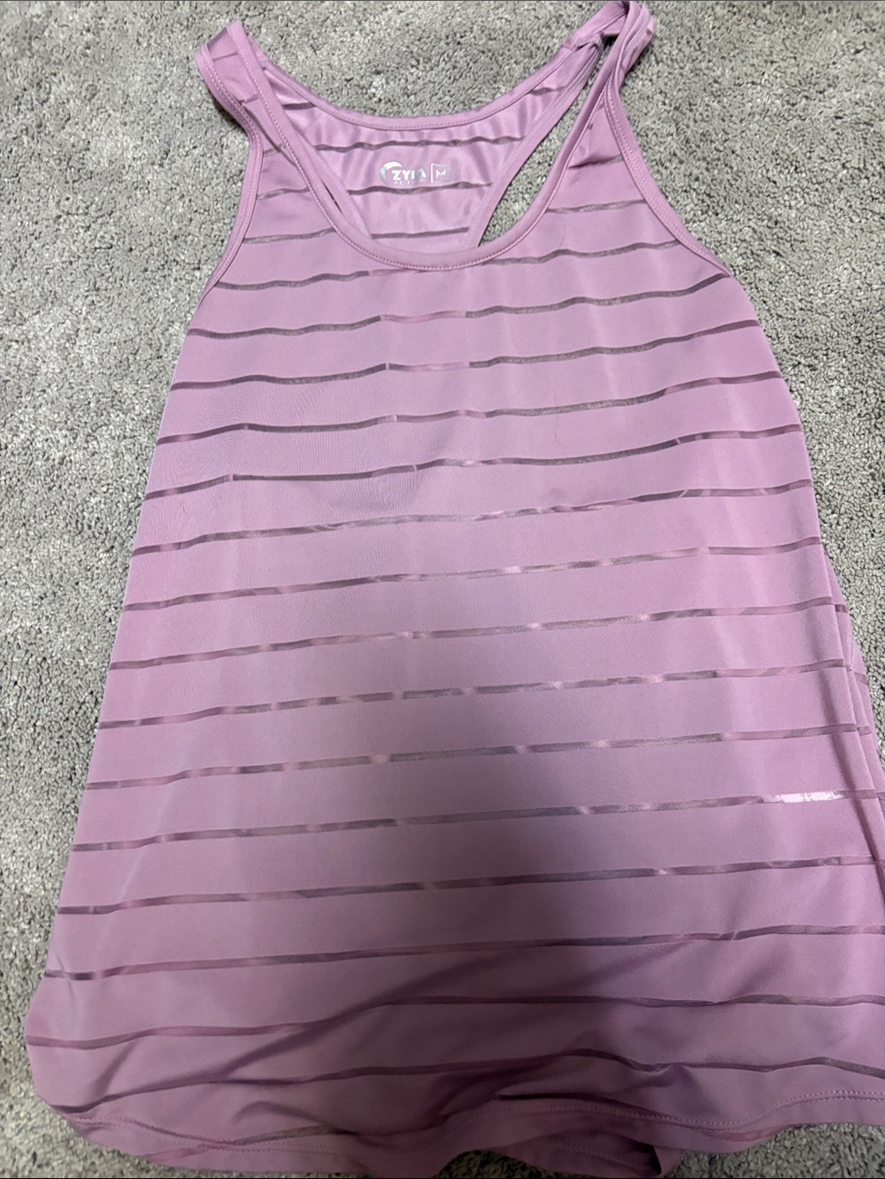 ZYA Lavender Striped Tank Top - Women's Active Layer